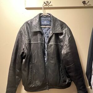Dockers Black Men's Leather Bomber Jacket